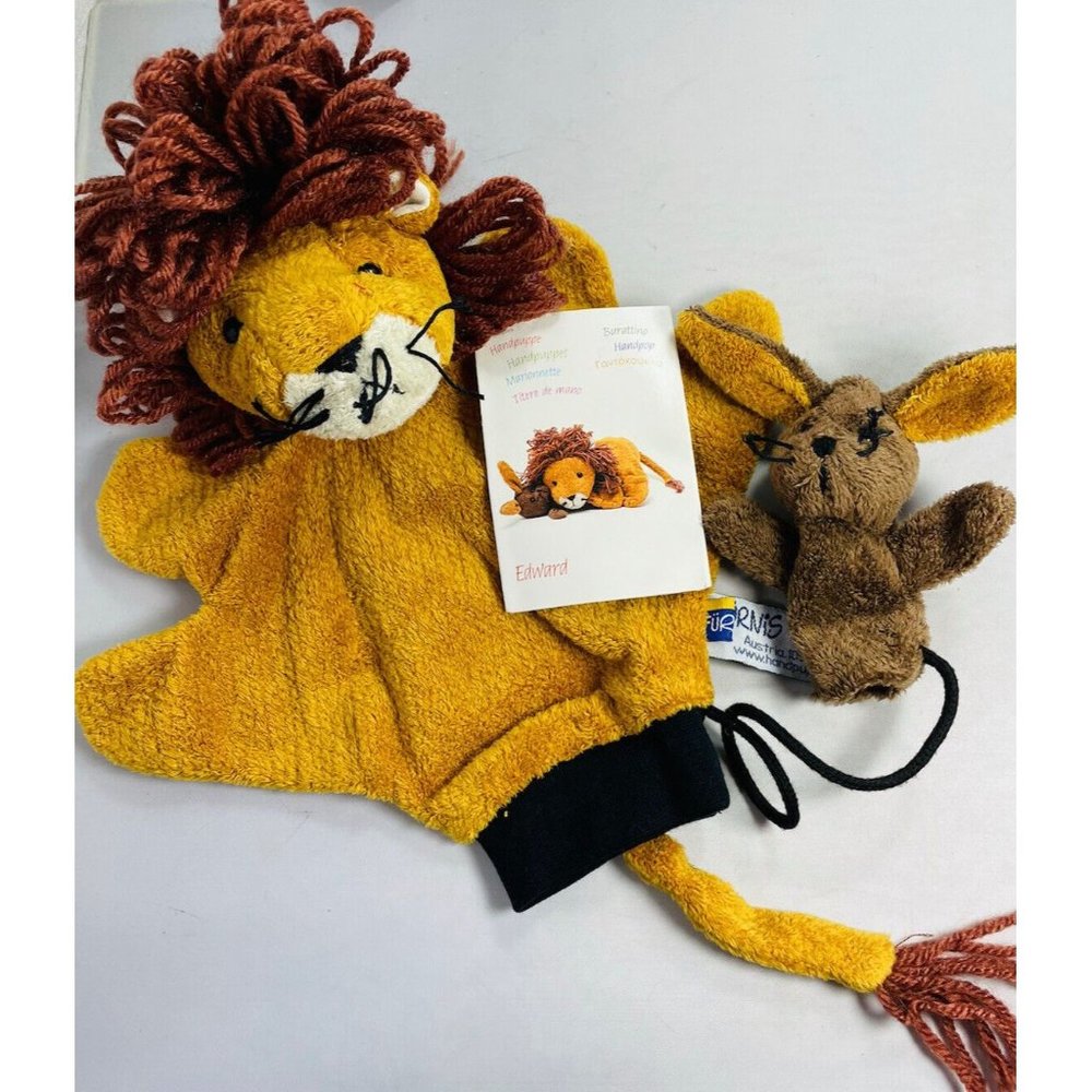 Furnis Edward Lion And Bunny Rabbit Hand Glove Plush Puppet By Wolfgang Furnwein